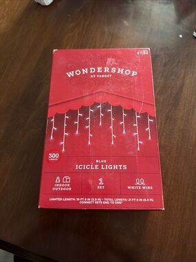 Target Wondershop Blue Icicle Christmas Lights 300 Count 21.5 Ft Indoor Outdoor